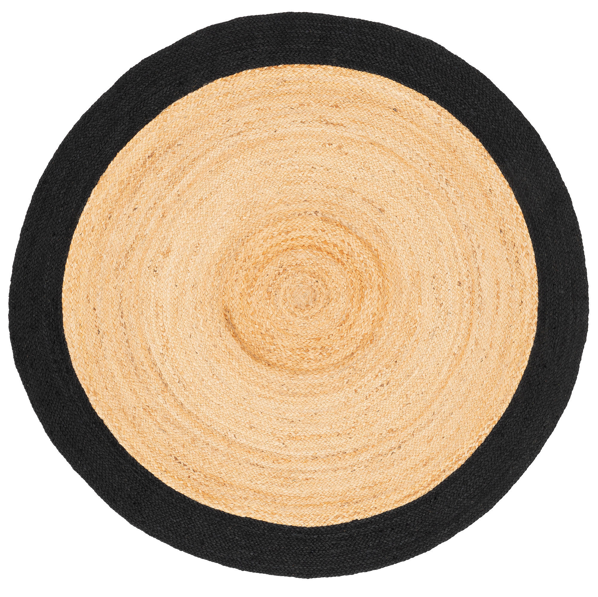 NATURFASER TEPPICH JUTE SALSA BORDÜRE RUND - Beige/Schwarz, Textil (200/200cm) - Pergamon