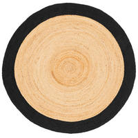 NATURFASER TEPPICH JUTE SALSA BORDÜRE RUND - Beige/Schwarz, Textil (160/160cm) - Pergamon