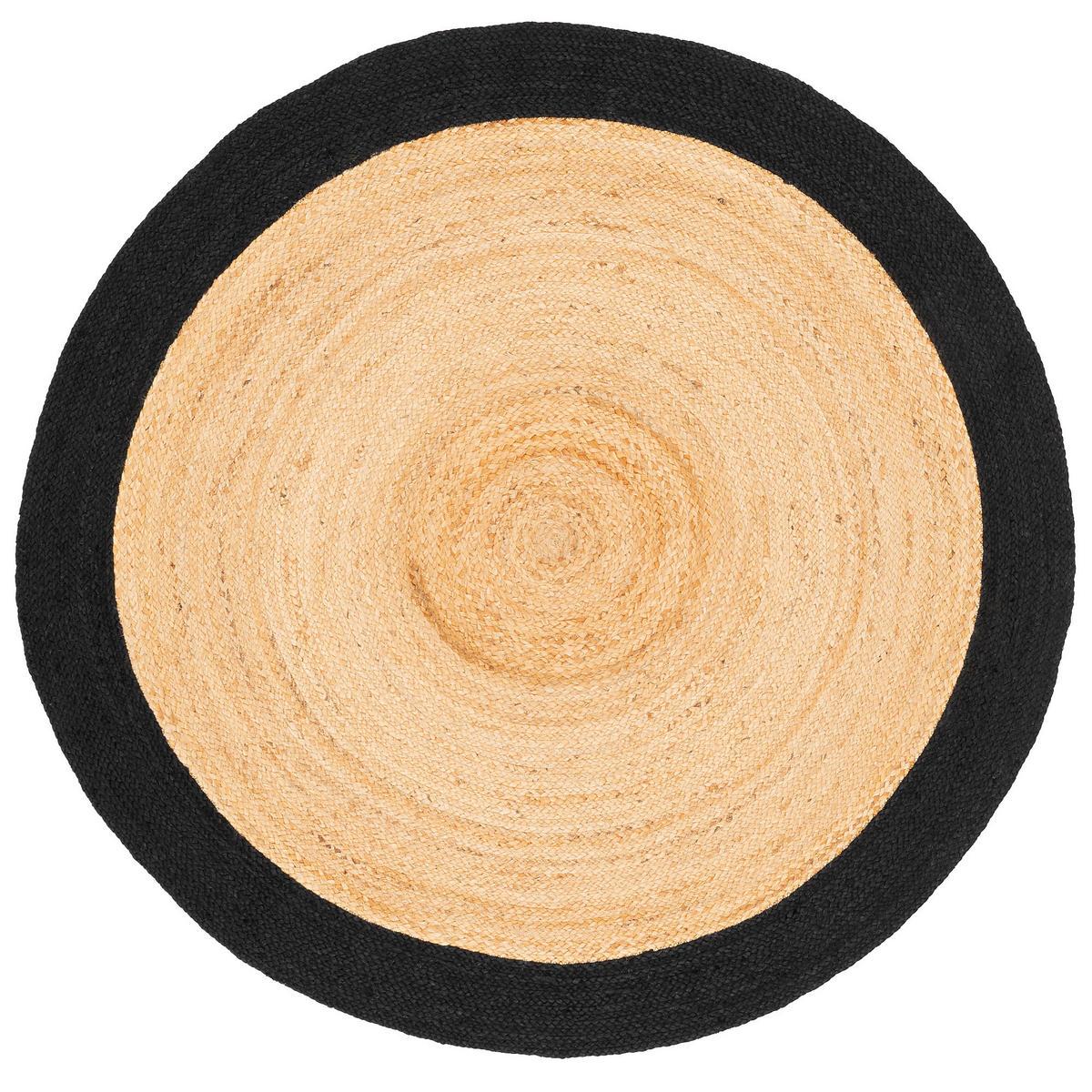 NATURFASER TEPPICH JUTE SALSA BORDÜRE RUND - Beige/Schwarz, Textil (160/160cm) - Pergamon