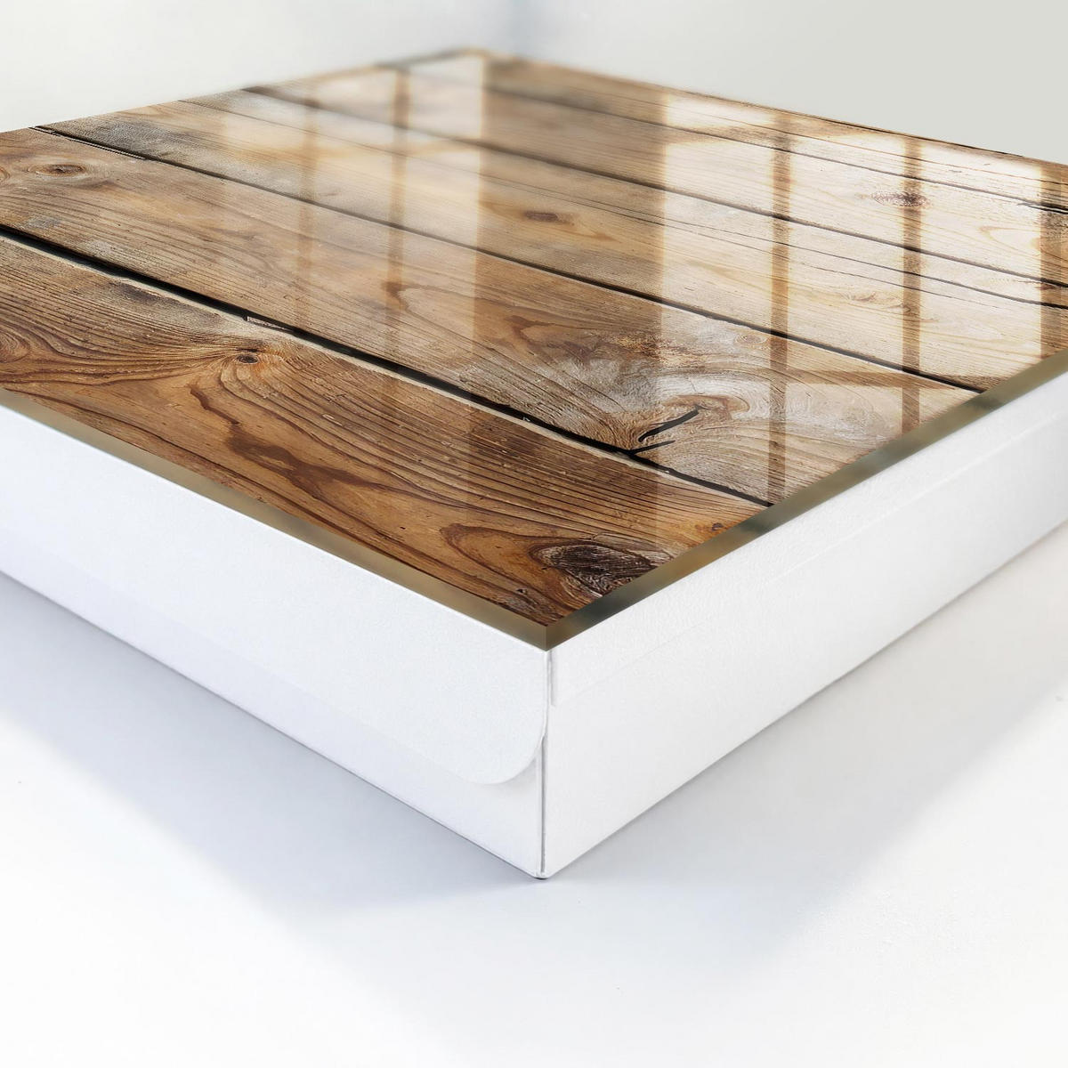 SCHLÜSSELBOX Weiß 30x30 cm – Türöffnung nach rechts - Holzbretter - Braun, Metall (30/30/5cm) - TULUP