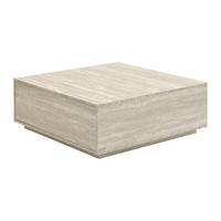 COUCHTISCH mit 2 Schubladen - MDF - Travertin-Optik Beige - ANTRIM - Beige, Holz (90/90/35cm) - Pascal Morabito