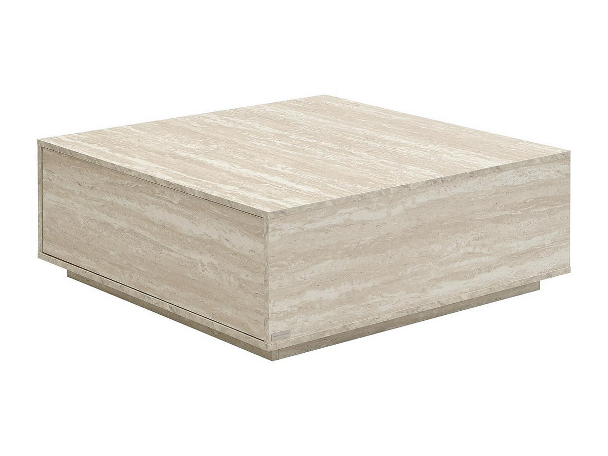 COUCHTISCH mit 2 Schubladen - MDF - Travertin-Optik Beige - ANTRIM - Beige, Holz (90/90/35cm) - Pascal Morabito