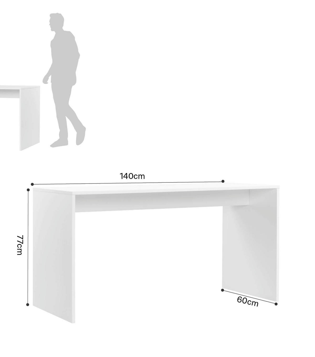 SCHREIBTISCH Der Produktive - Weiß, Holzwerkstoff (60/140/77cm) - Mokebo