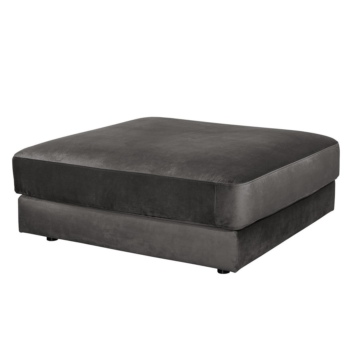 POLSTERHOCKER - Samt - Dunkelgrau/Schwarz, Textil/Metall (112/42/112cm) - home24