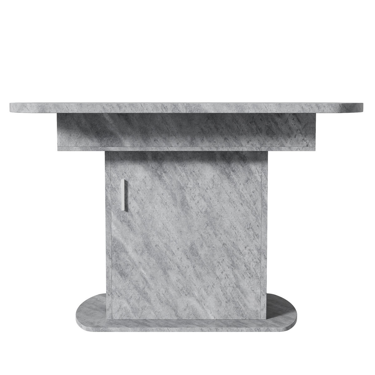 ESSTISCH oval 110/70/75 cm grau mit Stauraum und Metallgriff - Grau, Holzwerkstoff (130/70/75cm) - OKWISH