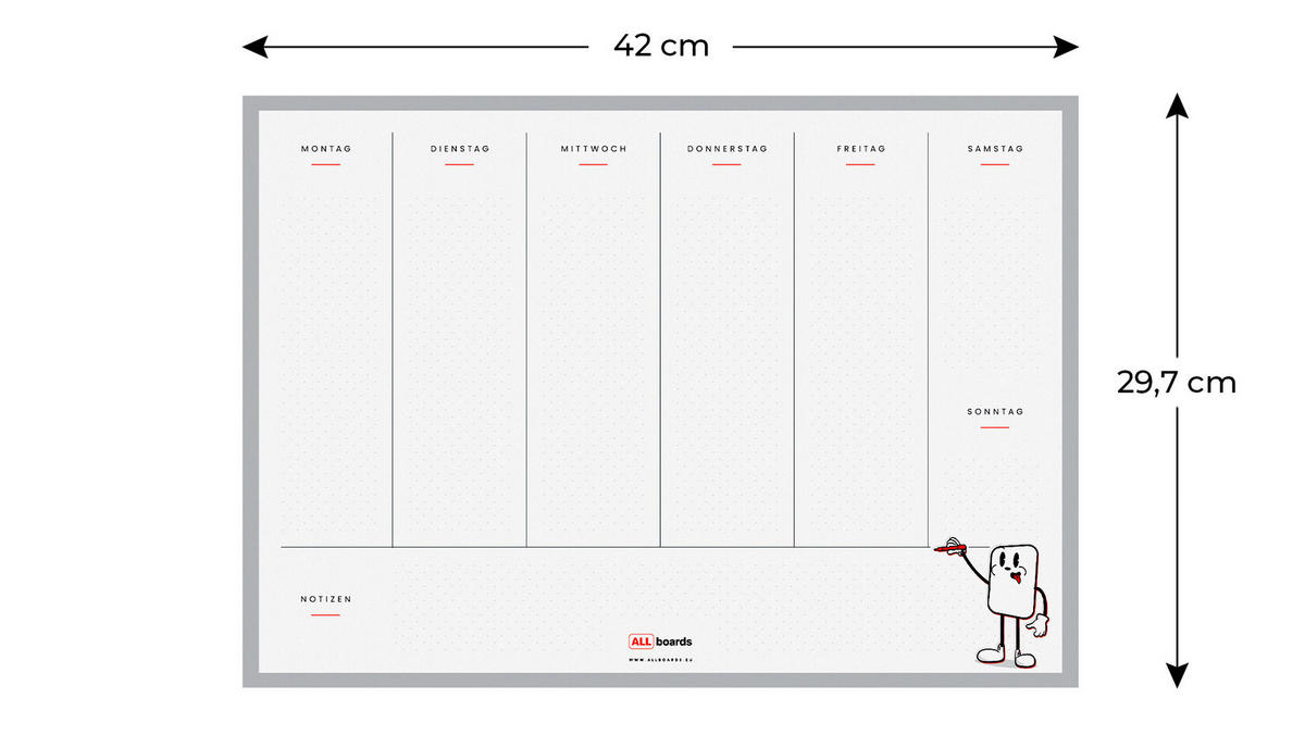WOCHENPLANER DE Sprachversion für Kühlschrank A3 - magnetisch - Weiß, Metall (42/0.3cm) - ALLboards