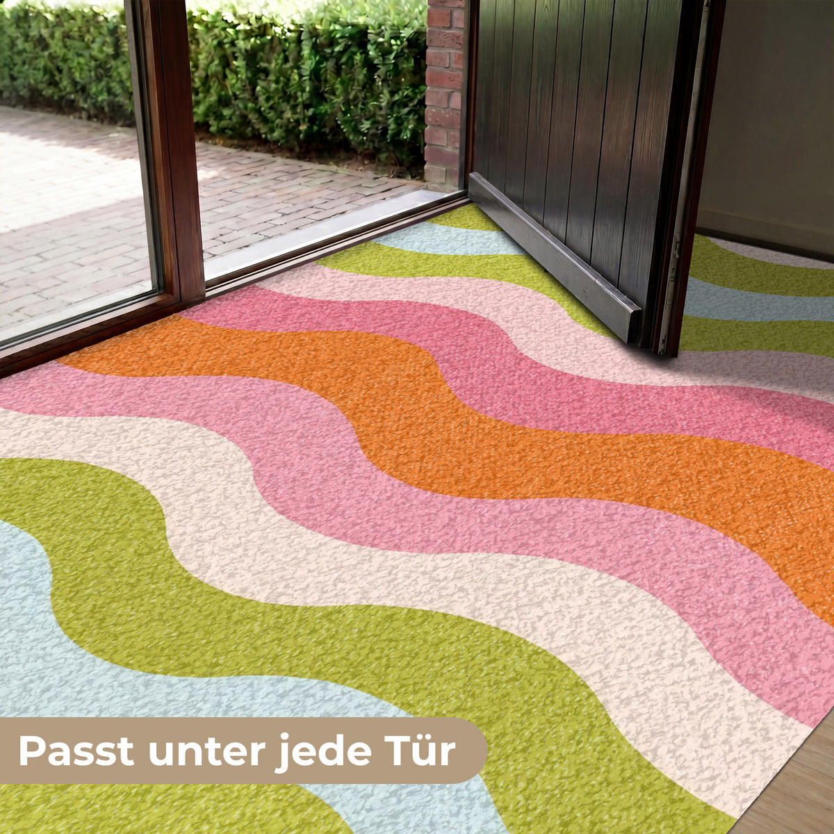 FUSSMATTE Bahnen - Wellen - Bunt - Vertikal Fußabtreter 180x120 cm - Multicolor, Kunststoff (180/120cm) - MuchoWow