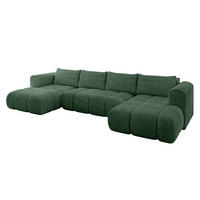 WOHNLANDSCHAFT Ottomane Links CLOUD-U 414x180x40 Grün Cord - Grün, Holzwerkstoff/Kunststoff (414/90/180cm) - ALTDECOR