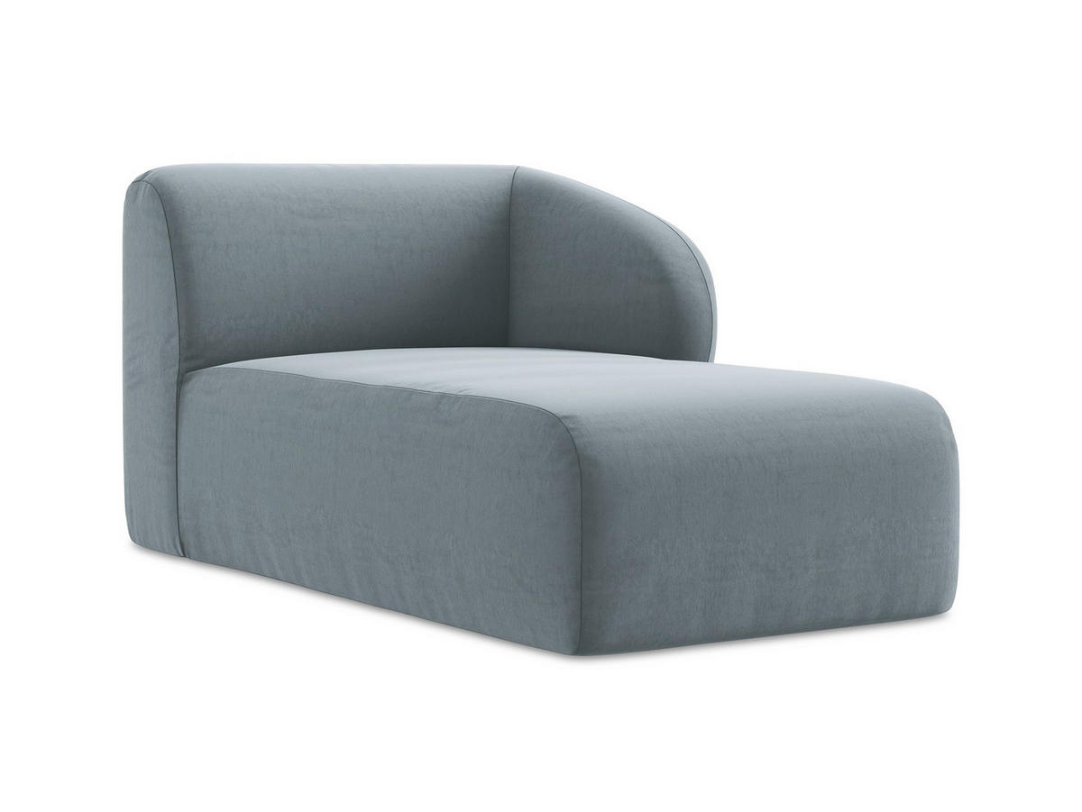 SOFAELEMENT Rechts Samt Stoff Blau - Schwarz/Hellblau, Holzwerkstoff/Kunststoff (91/75/166cm) - Makamii
