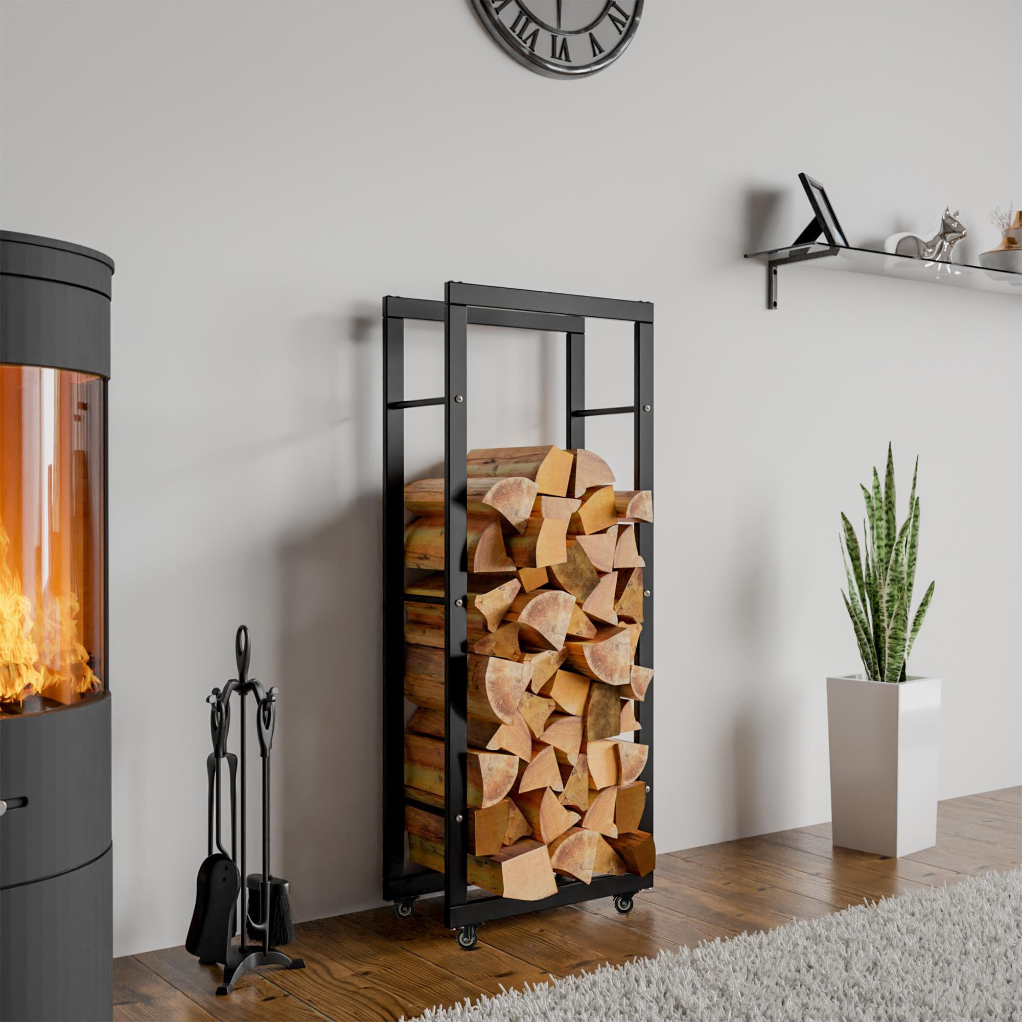 KAMINHOLZREGAL 40/25/150 cm Metall schwarz - Schwarz, Metall (40/150/25cm) - CLP