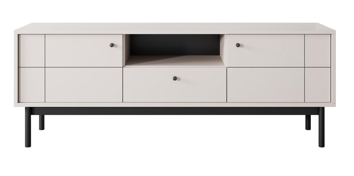 TV-BOARD mit Schublade Lunaris - 155 cm, Beinen, Kaschmir - Kaschmir, Holz (153/57/39cm) - Emporius