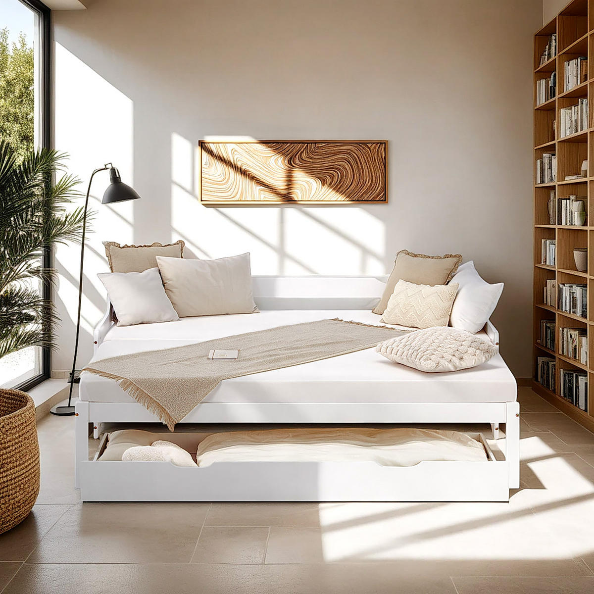 AUSZIEHBETT 90/200 cm Weiß - Weiß, Holz (90/200cm) - Homestyle4u