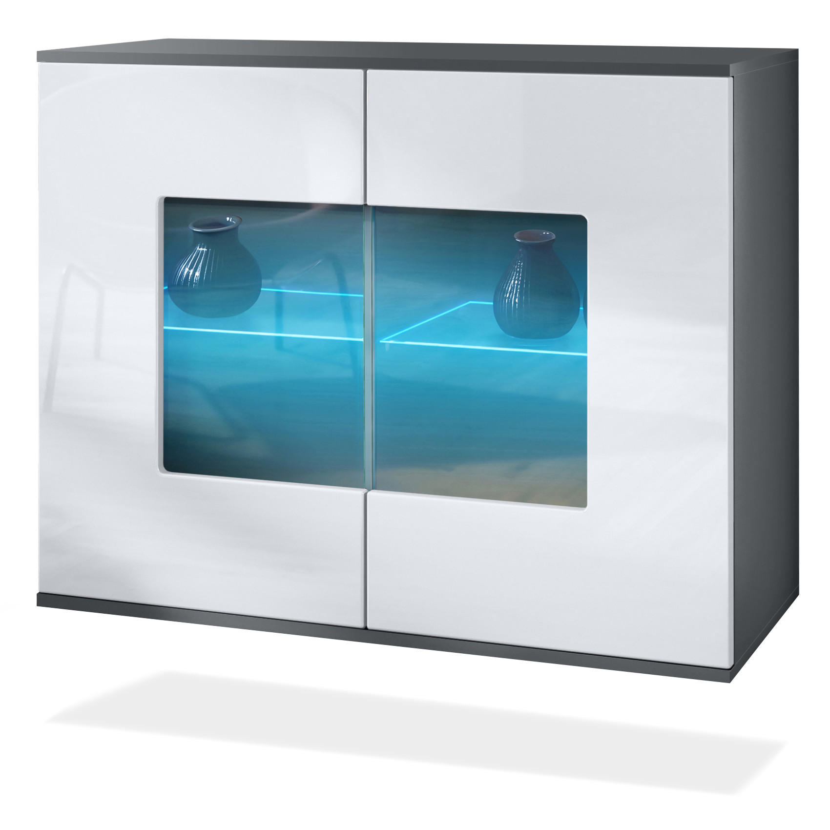 Vladon Kommode Weiß Hochglanz 92.5x73.5x35 cm