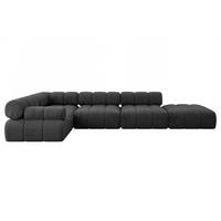 ECKSOFA modulares Sofa Felto-L2 - 380x190x70 cm Schwarz Velours - Schwarz, Holzwerkstoff/Textil (380/190cm) - ALTDECOR