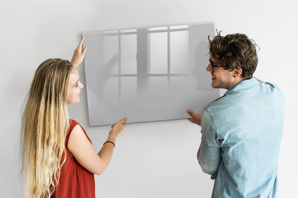 MAGNETTAFEL 100x70 Hellgrau schwarzer Marker - Hellgrau, Glas (100/0.4/70cm) - TULUP