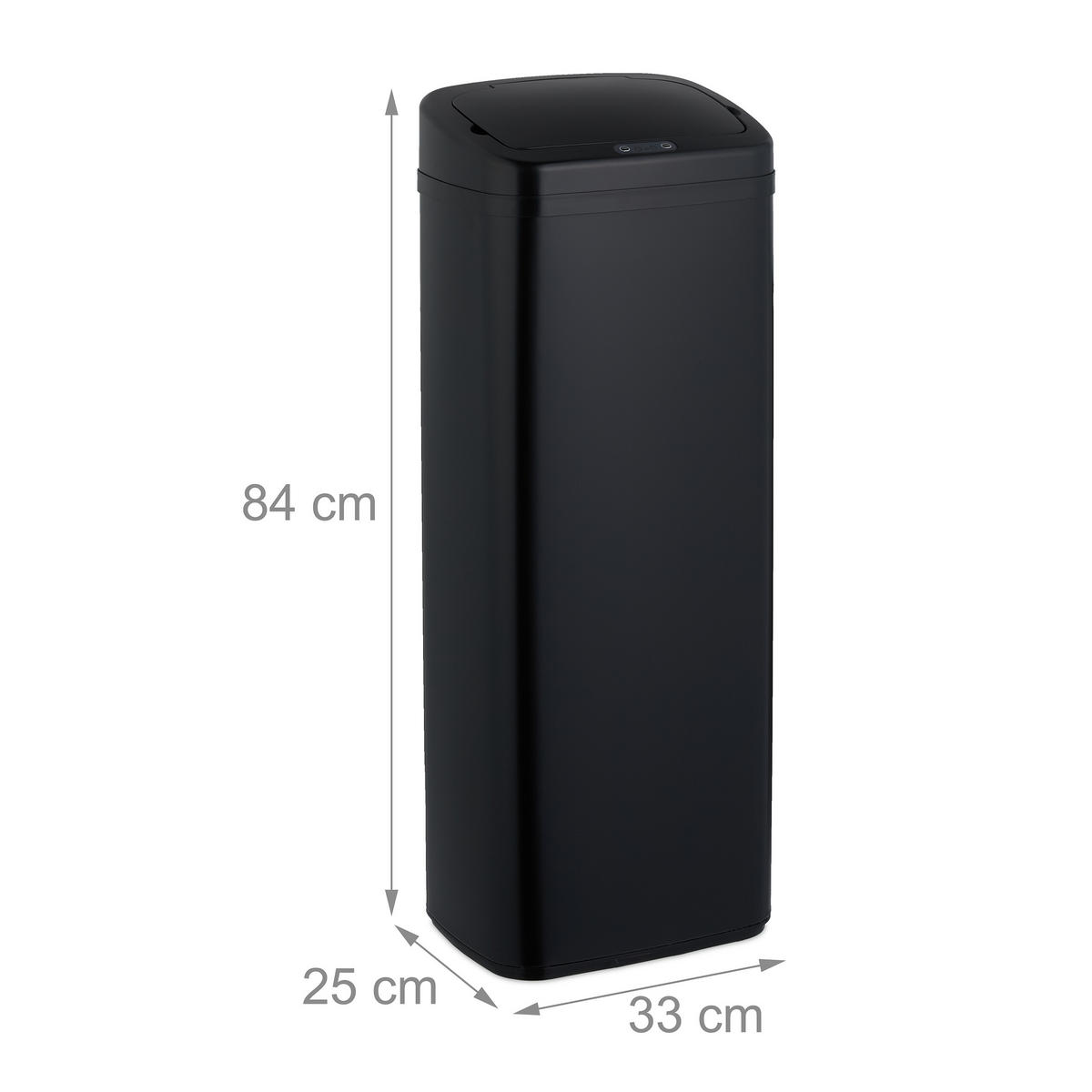 SENSOR-MÜLLEIMER - Schwarz, Kunststoff/Metall (33/84/25cm) - Relaxdays
