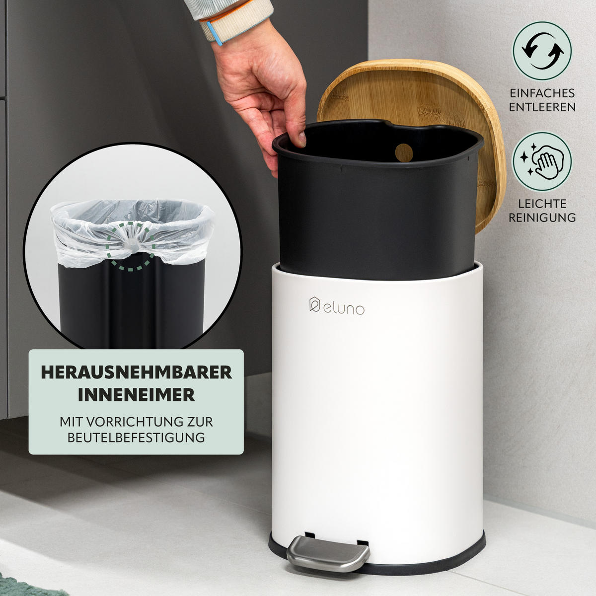 BADEZIMMER-SET FRAMURA 2tlg., weiß - Weiß, Metall (18.5/27.5/23cm) - eluno