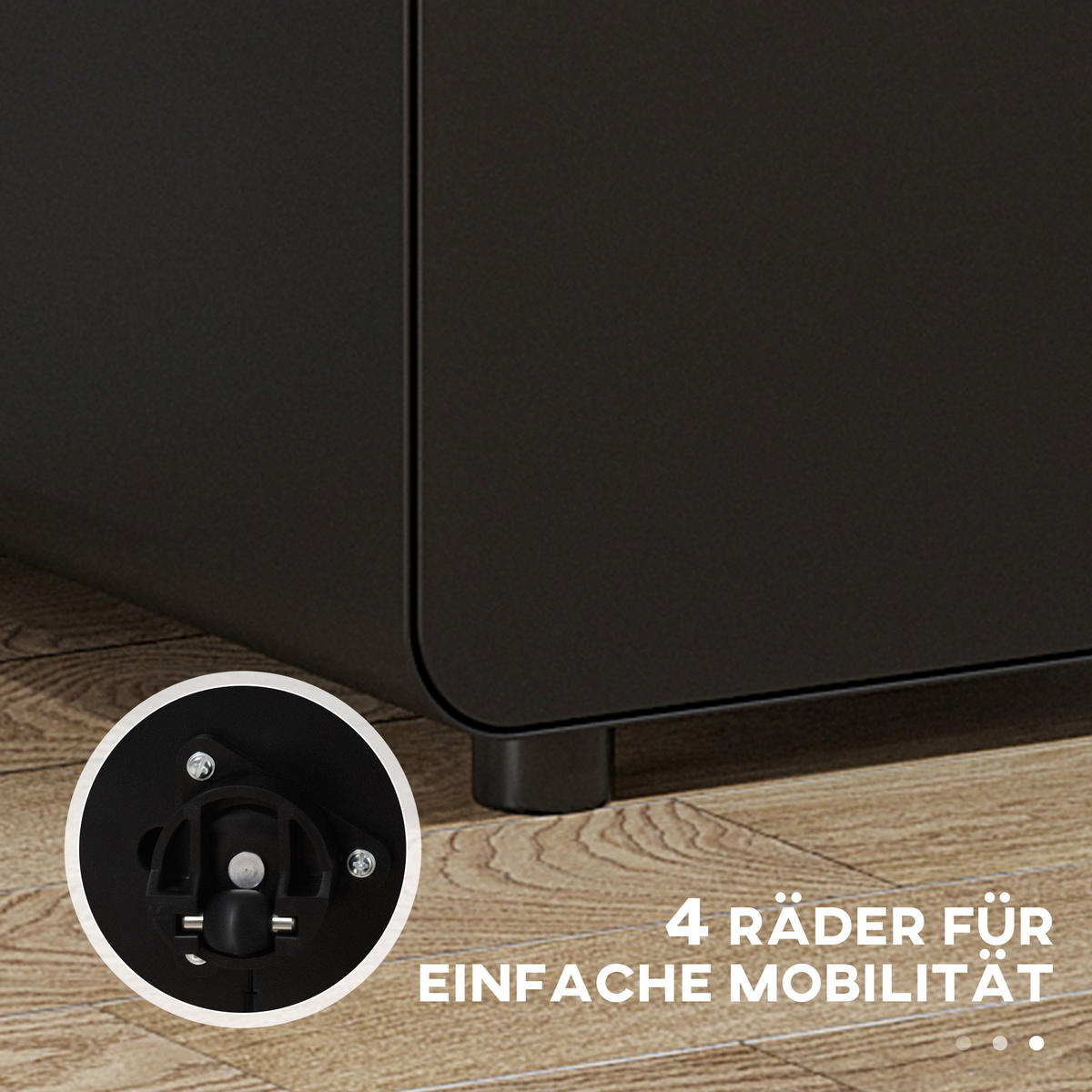 AKTENSCHRANK mit 3 Schubladen, Stahl, Weiß, 39 x 48 x 59 cm - Schwarz, Metall (48/59/39cm) - Vinsetto