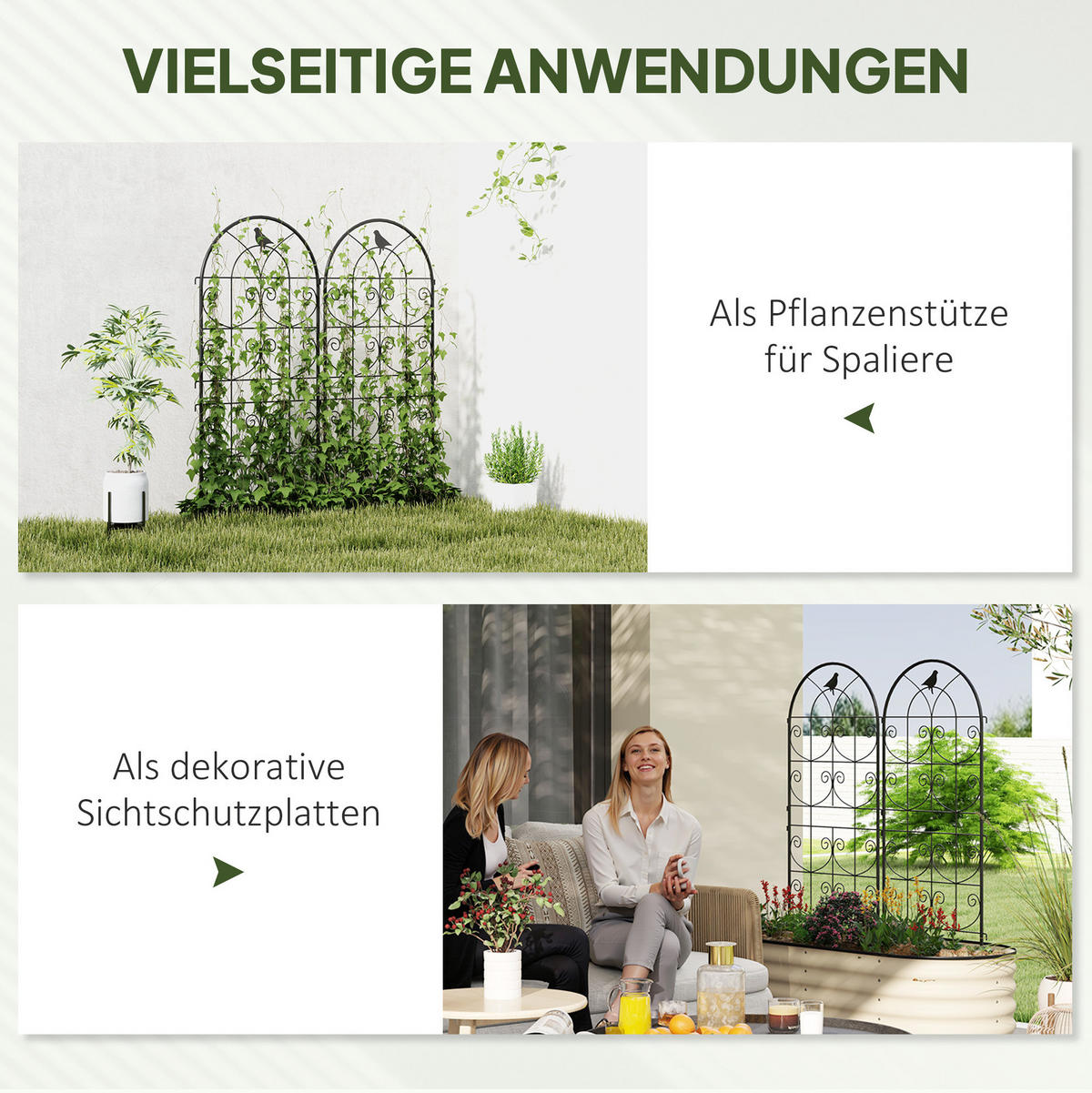 BLUMENKASTENHALTER aus Metall 50x120 cm in Schwarz mit Vogelmotiven - Schwarz, Metall (1.3/120/50cm) - Modfu
