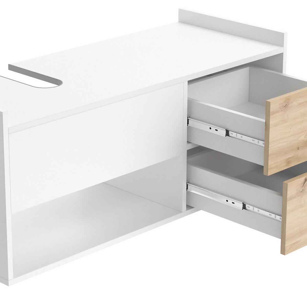 WASCHBECKENUNTERSCHRANK Alf Weiß 105 x 45 cm mit 2 Schubladen - Eichefarben/Weiß, Holzwerkstoff (105/45/43.8cm) - Vicco