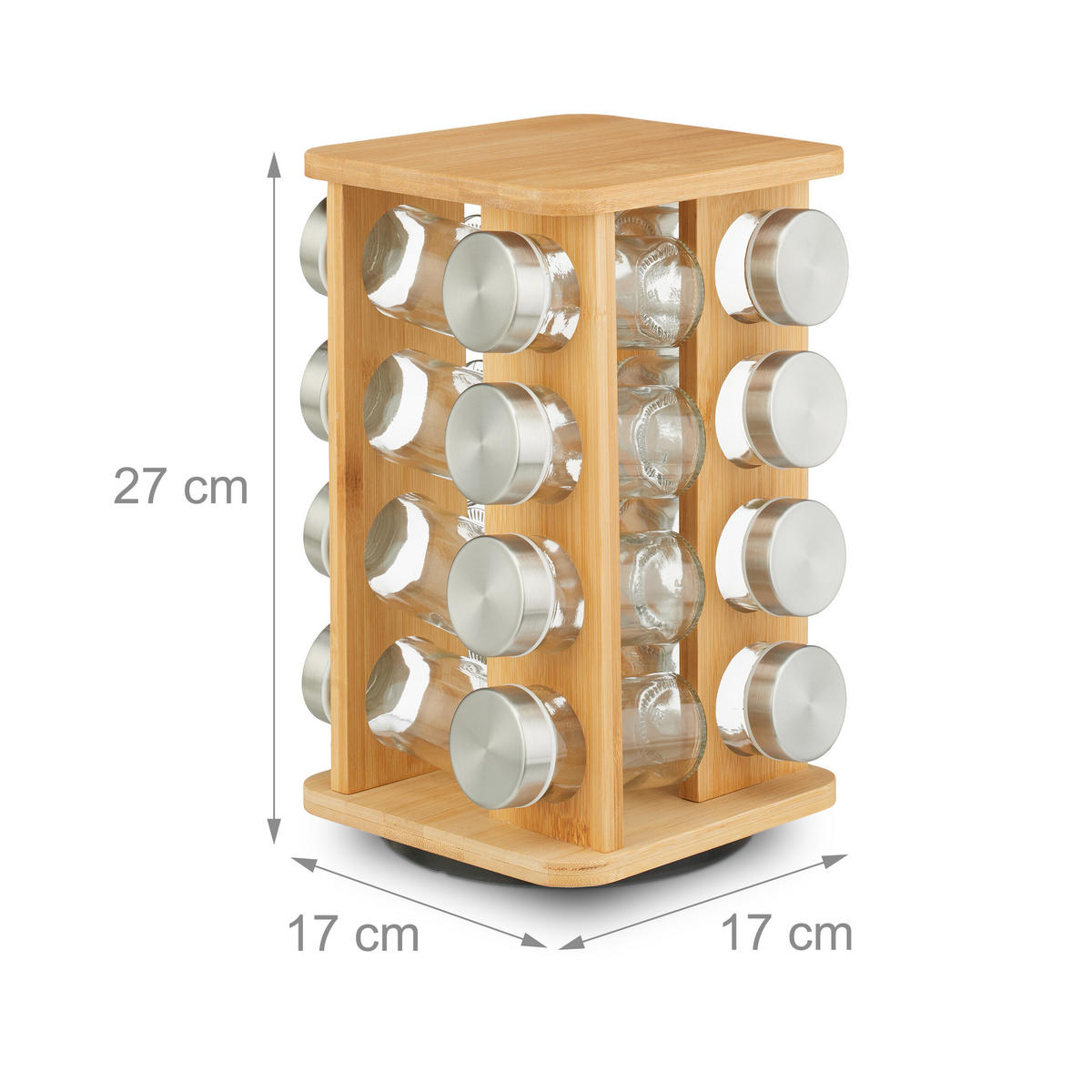 GEWÜRZKARUSSELL - Transparent/Multicolor, Glas/Holz (17/27/17cm) - Relaxdays