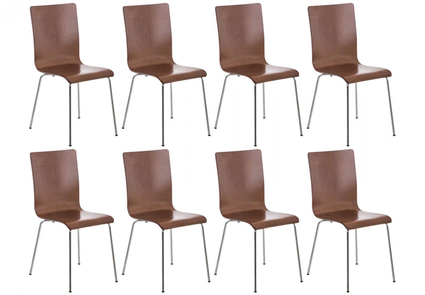 BESUCHERSTUHL 8er Set Holz braun - Braun, Holz/Metall (43/87/47cm) - CLP