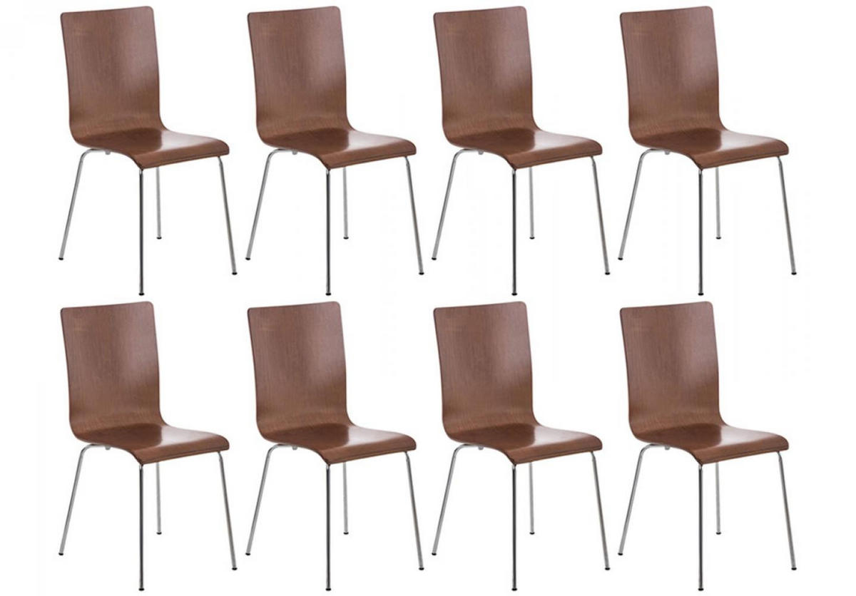 BESUCHERSTUHL 8er Set Holz braun - Braun, Holz/Metall (43/87/47cm) - CLP