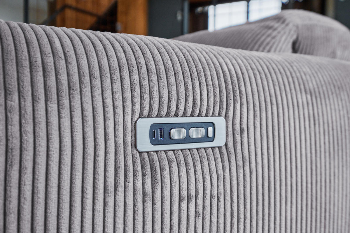 SOFA FINN Grau Cord - Schwarz/Grau, Kunststoff/Textil (210/80/107cm) - KAWOLA