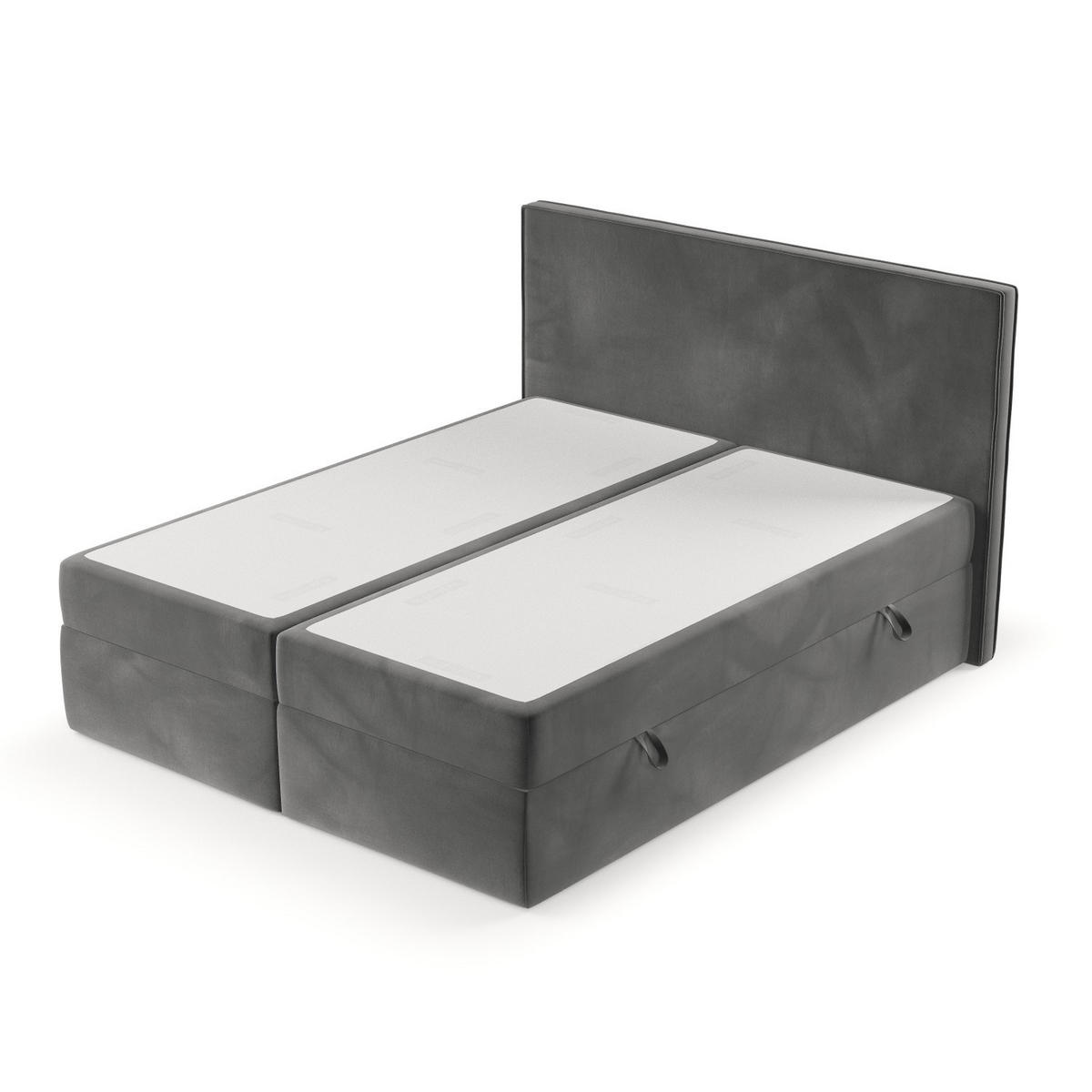 BOXBETT Nuvia 140/200 cm Grau im Kronos Stoff - Schwarz/Grau, Holz/Holzwerkstoff (140/200cm) - AltaBeds