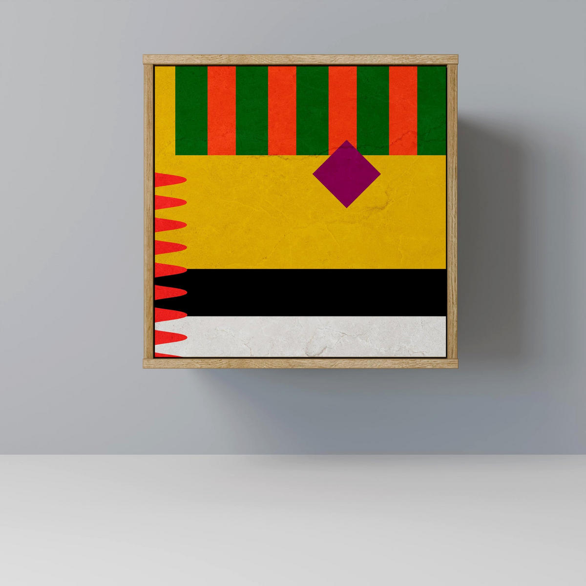 SIDEBOARD VIVID ART, Eichefarben, 57,5x42x77,5 cm, Schräge Buchenholzfüße - Eichefarben/Buchefarben, Holzwerkstoff/Buchenholz (57.5/77.5/42cm) - SpaceRebels