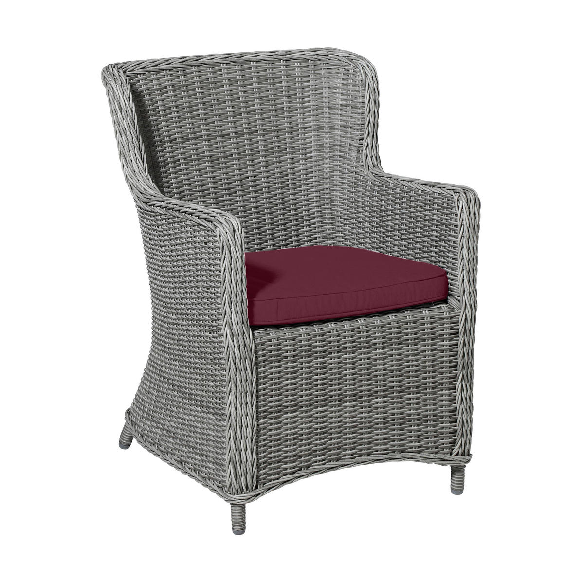 SITZKISSEN Canvas 48/48 cm 4er-Set - Dunkelrot, Textil (48/7/48cm) - Madison