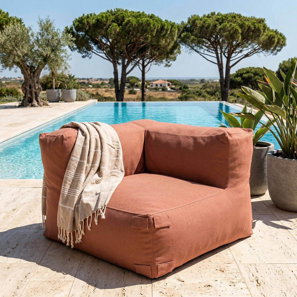 ECKSESSEL, Terrakotta - Braun, Textil (85/65/85cm) - Oviala