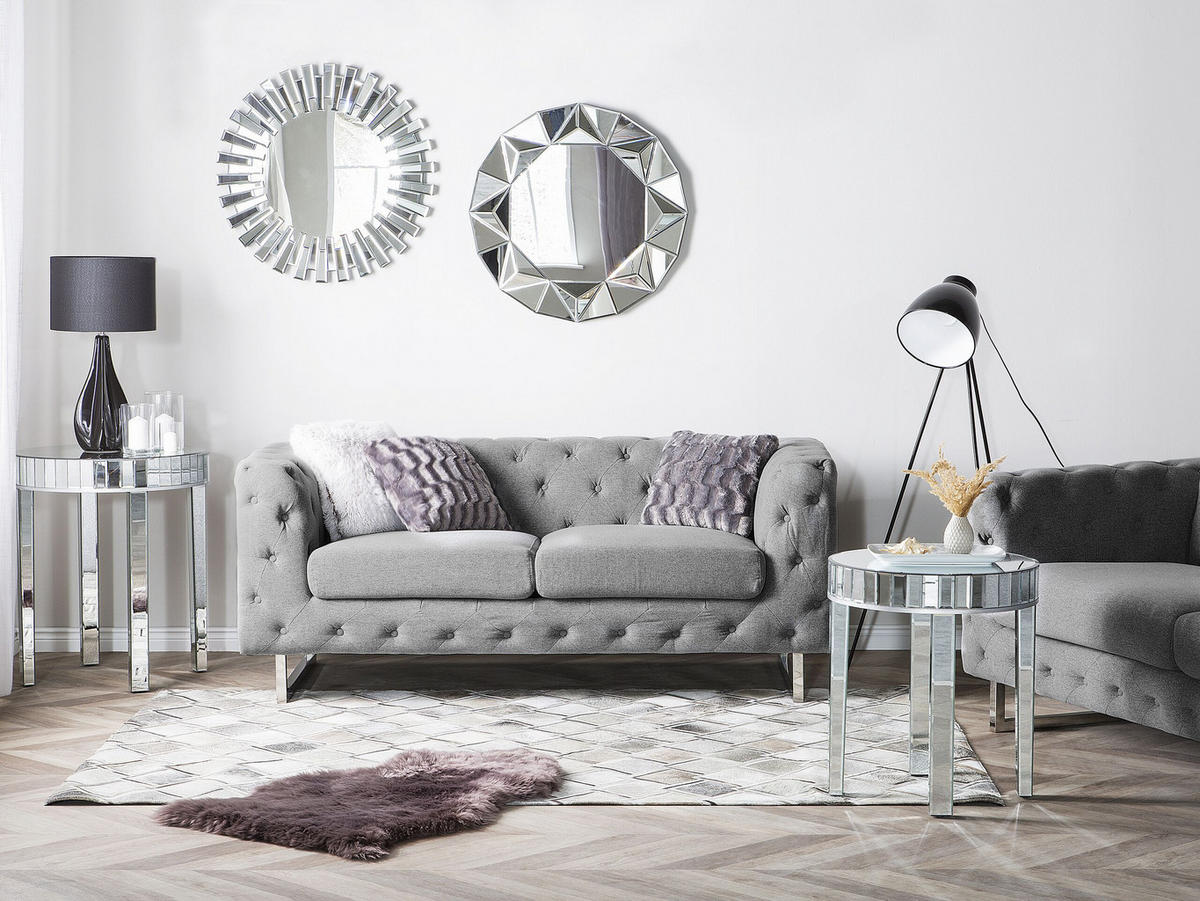2-SITZER-SOFA Polyester Grau Vissland - Hellgrau, Textil (172/71/87cm) - Beliani