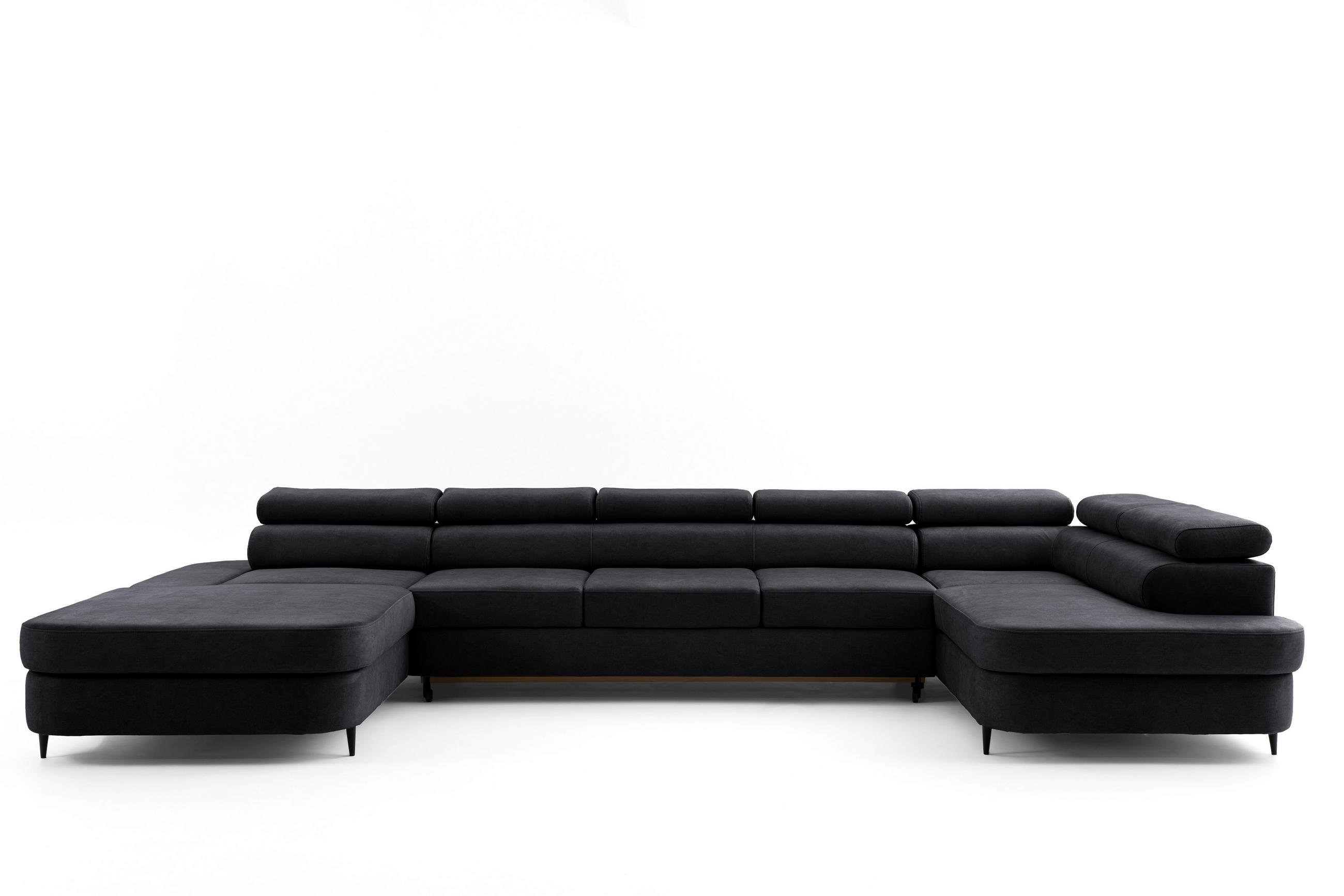 WOHNLANDSCHAFT PRIAM MAXI U – XXL Ecksofa U-form 400 cm inkl. Schlaffunktion, 2 Bettkästen & Kopfteilverstellung Dunkelgrau - Dunkelgrau, Holz/Textil (400/91/203cm) - Muffo