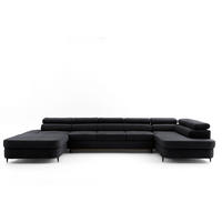 WOHNLANDSCHAFT PRIAM MAXI U – XXL Ecksofa U-form 400 cm inkl. Schlaffunktion, 2 Bettkästen & Kopfteilverstellung Dunkelgrau - Dunkelgrau, Holz/Textil (400/91/203cm) - Muffo
