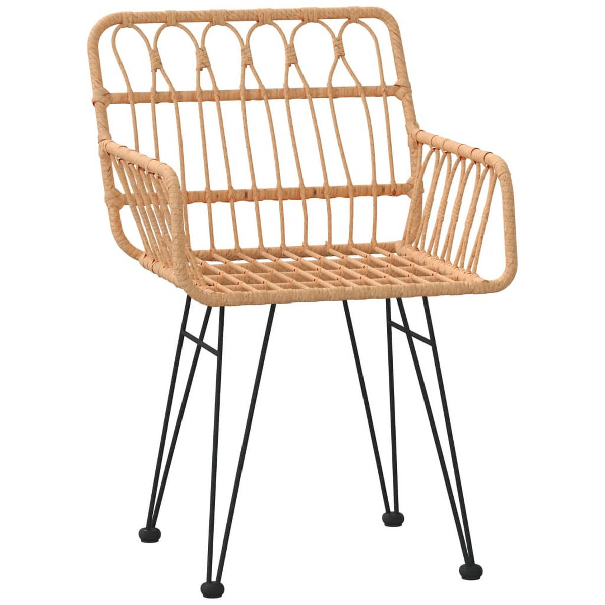 GARTENSTÜHLE 2 Stk. mit Armlehnen 56x64x80 cm PE-Rattan - Braun, Metall (56/80/56cm) - furnicato