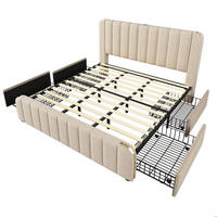 POLSTERBETT 180/200 cm Beige mit 4 Schubladen und USB Typ-C Ladefunktion - Beige, Textil (180/200cm) - Oxeza
