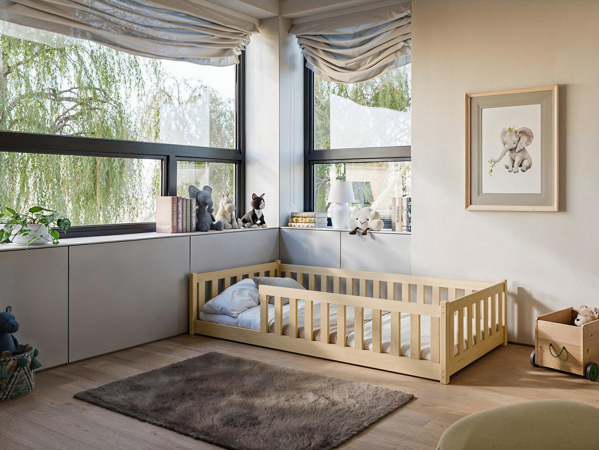 BODENBETT 90x200 cm in natur - Naturfarben, Holz (90/200cm) - Kids Collective