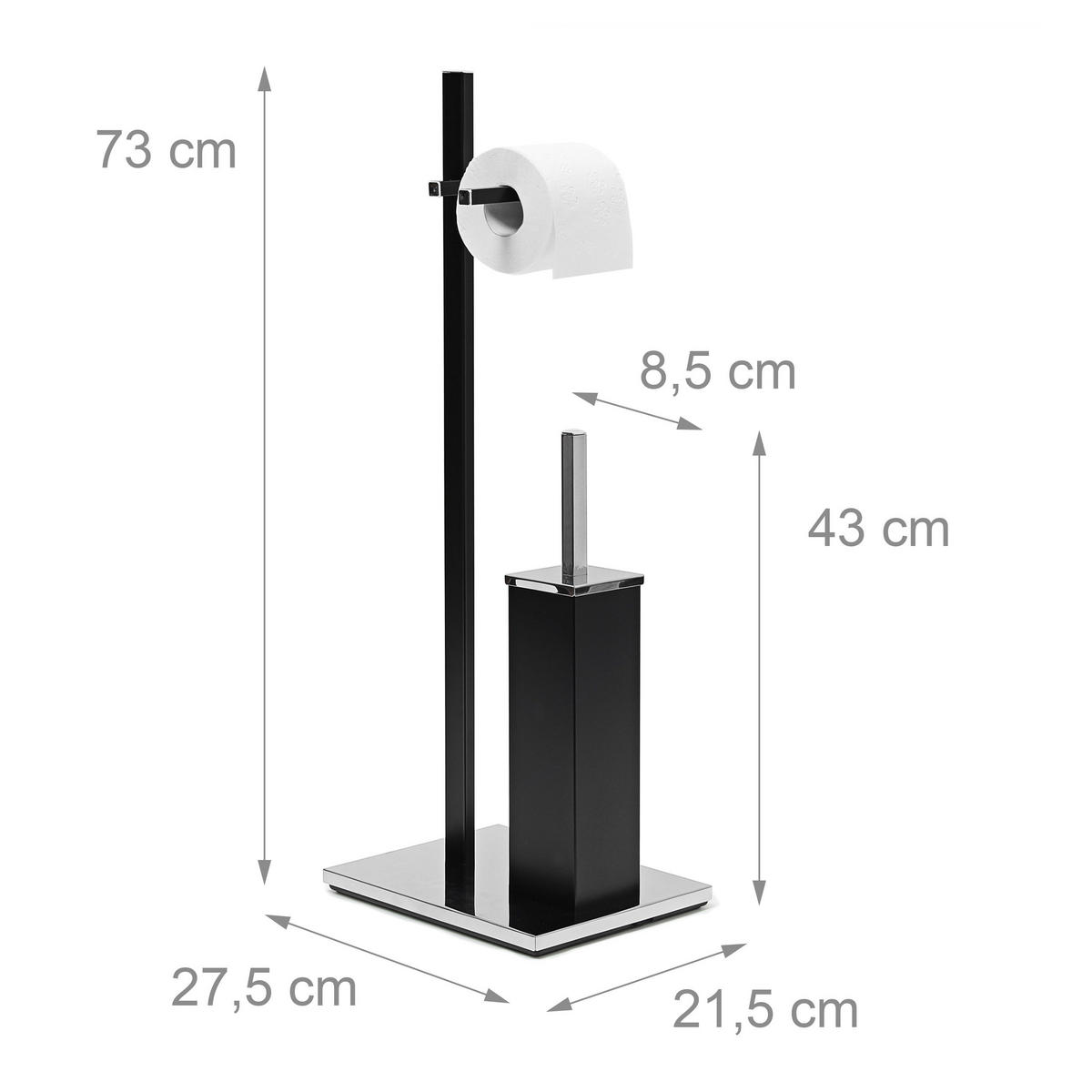 WC-GARNITUR - Schwarz, Kunststoff/Metall (21.5/73/27.5cm) - Relaxdays