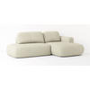ECKSOFA NUVIRA R-S Creme Geflochtener Stoff mit Schlaffunktion - Creme, Holz (274/165cm) - MASSENO