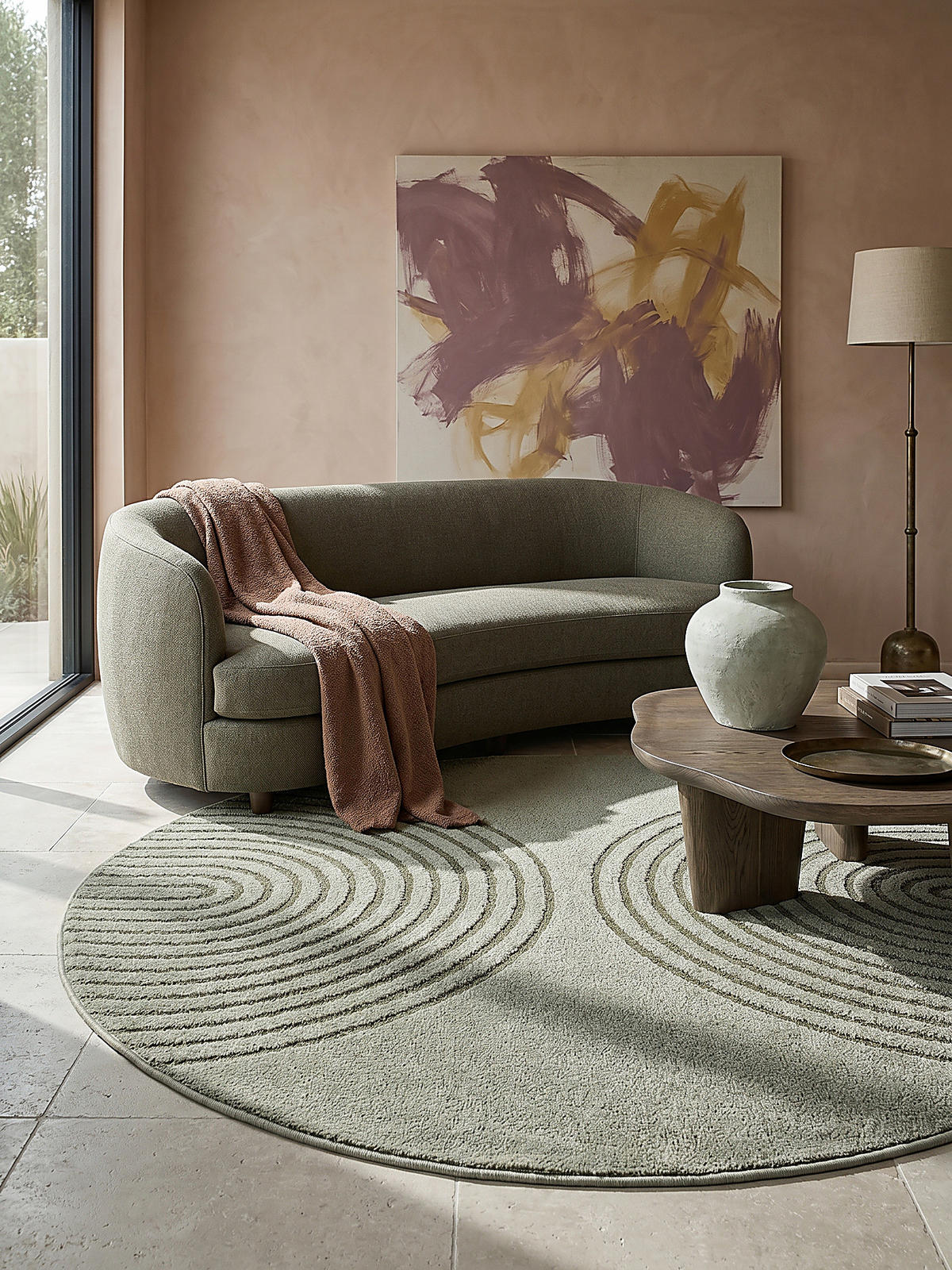 RUNDTEPPICH Geometrisch MUOTA Polypropylen Grün 120 x 120 cm - Grün, Textil (120/120cm) - KADIMA DESIGN