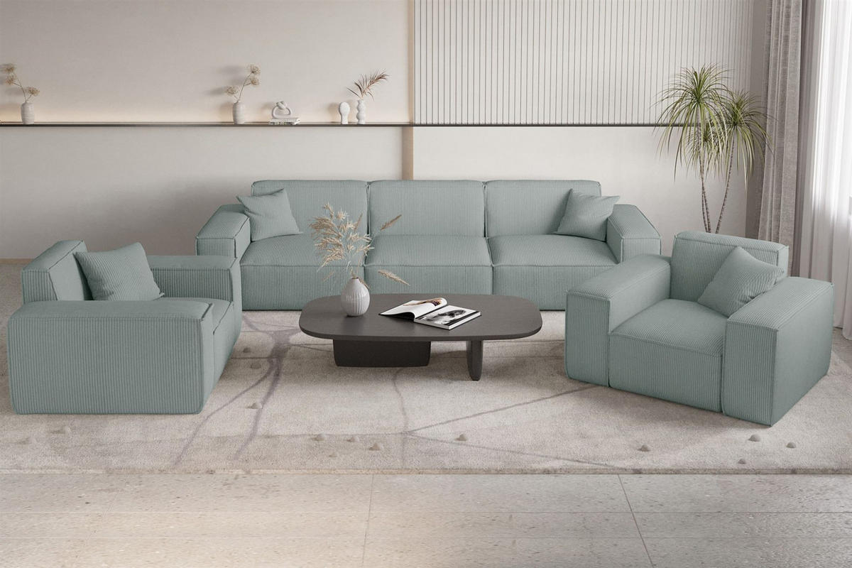 SOFA Celes Premium 3-sitzer Stoff Scala - Pastellblau, Holzwerkstoff/Textil (225/73/88cm) - Fun Möbel