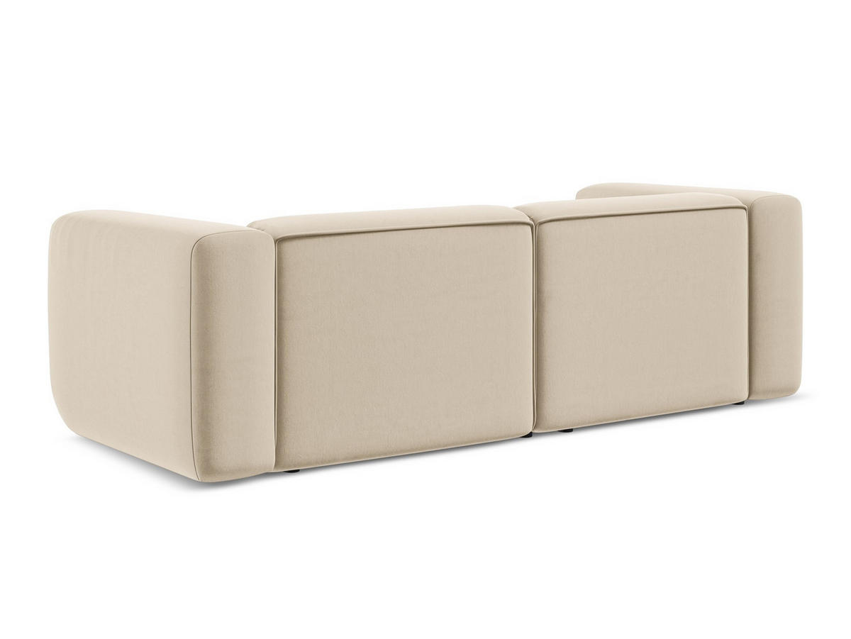 3-SITZER SOFA Samt Stoff Beige - Beige/Creme, Kunststoff/Textil (228/70/89cm) - Makamii