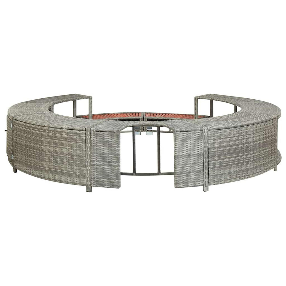 WHIRLPOOL-UMRANDUNG Grau Poly Rattan - Grau, Kunststoff (283/55/283cm) - vidaXL