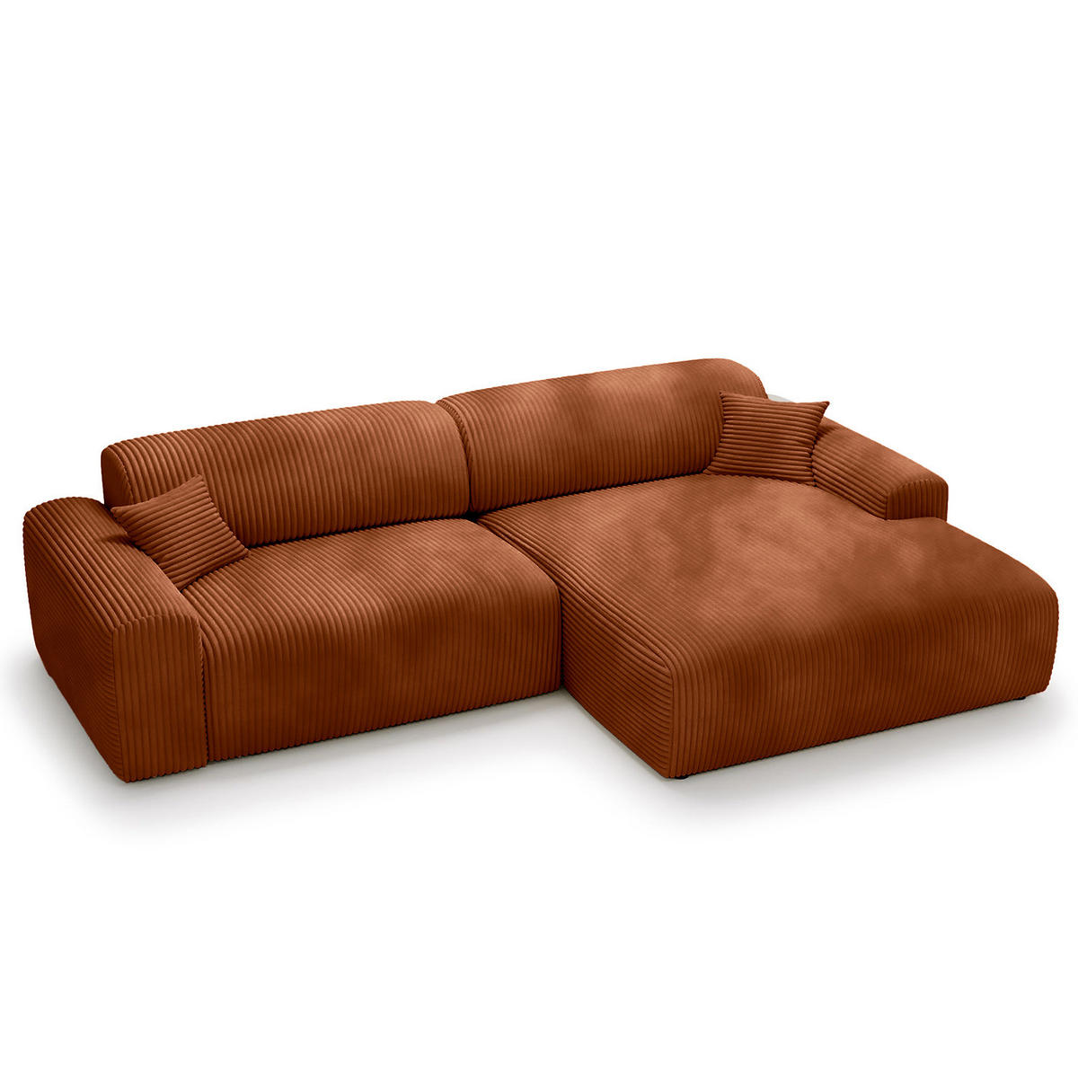 ECKSOFA mit Longchair - Cord - Schwarz/Braun, Kunststoff/Textil (284/178cm) - home24