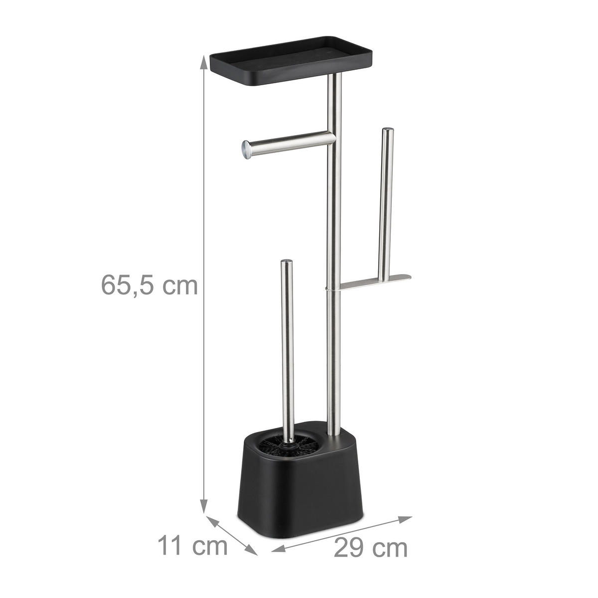 WC-GARNITUR - Schwarz, Kunststoff/Metall (29/65.5/11cm) - Relaxdays