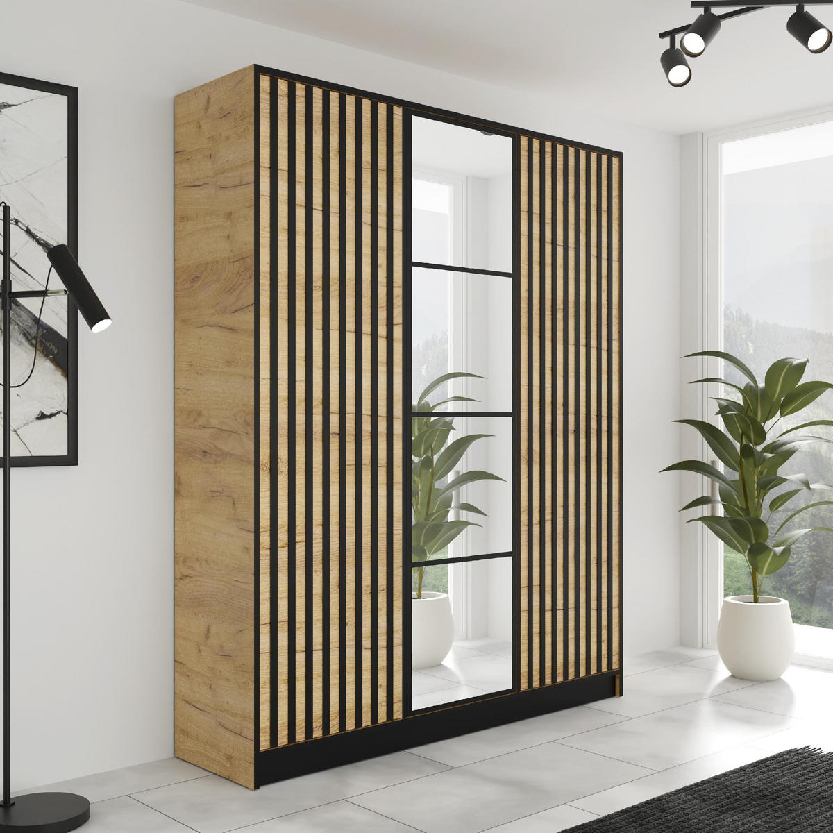 KLEIDERSCHRANK EDEN 3-Türen v3 - 156,4x205x39 cm - Eiche Craft Gold - Honigeiche, Holzwerkstoff (156.4/205/39cm) - Kier Furniture