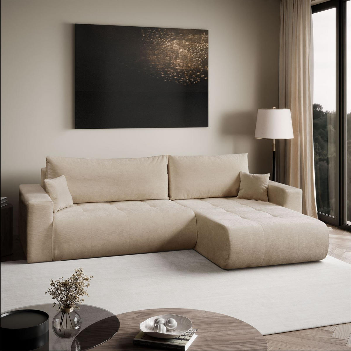 ECKSOFA CLOUD II XL mit Schlaffunktion Vibe 07 - Beige, Textil (280/152cm) - Lookway