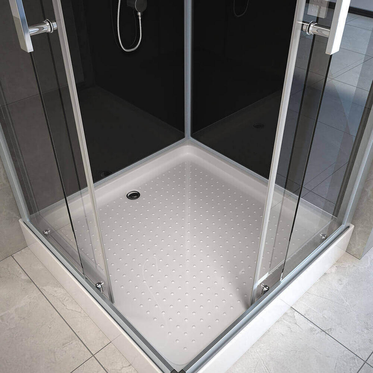 DUSCHKABINE WAVE S - S - Schwarz, Glas (80cm) - Home Deluxe
