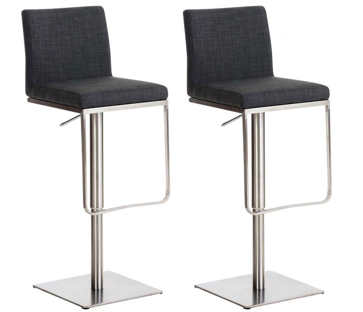 BARHOCKER 2er Set Stoff Dunkelgrau - Edelstahlfarben/Dunkelgrau, Textil/Metall (42/86/44cm) - CLP